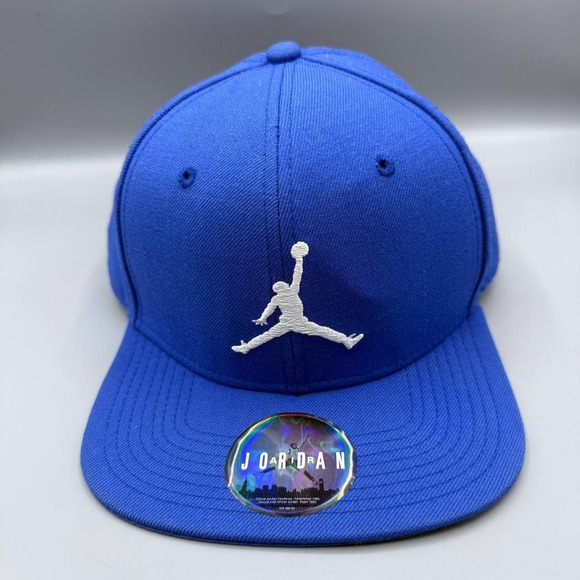 Air Jordan Hat Men 7 3/8 Blue‎ Embroidered Logo Jumpman Fitted Cap - Picture 1 of 8